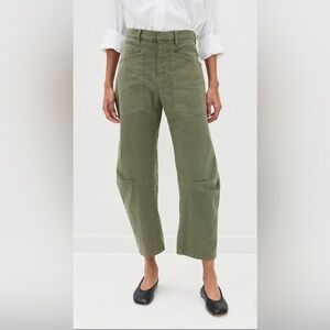 Nili Lotan Olive Green High-Rise Wide Leg Pants
